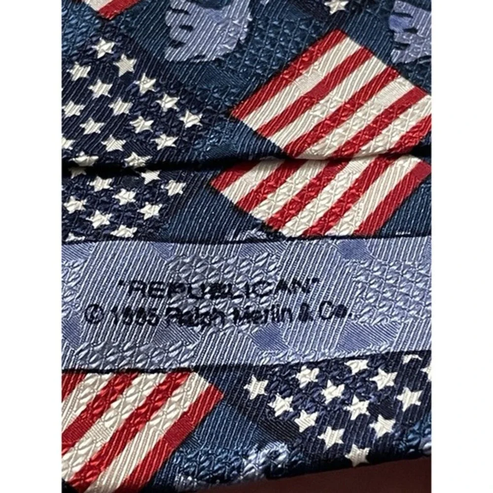 Republican Elephants Blue Patriotic Necktie American Flags‎ 100% silk RM Style